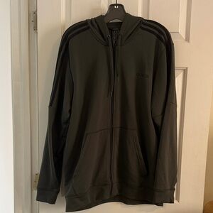 EUC Adidas Men's Dark Green 3-Stripe Full-Zip Hoodie Sweatshirt, size XL